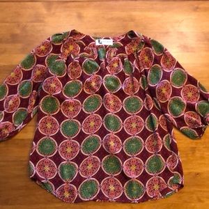 MOON DROPS Blouse Size M EUC 3/4 Shirt Beautiful Pattern 🌸